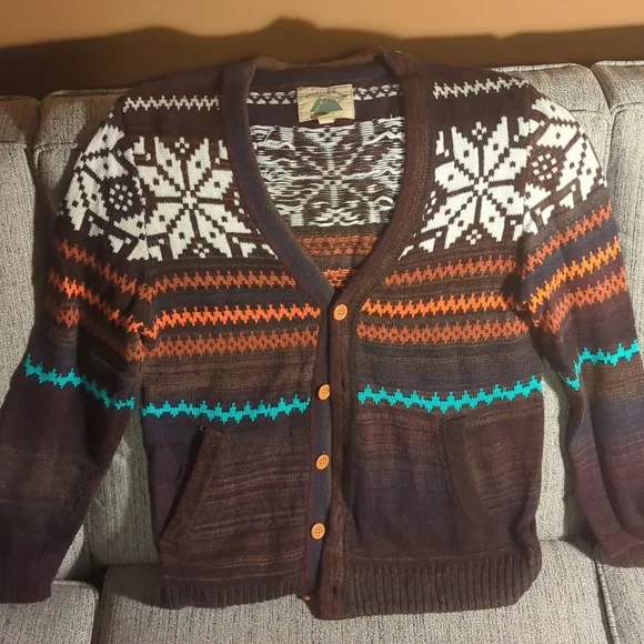 Fair Isle cardigan Sweater by O'Hanlon Mills (medium) - Picture 1 of 3